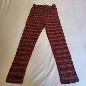 Unique Vintage Red Plaid High Waist Cigarette Pants Pinup Rockabilly Christmas M